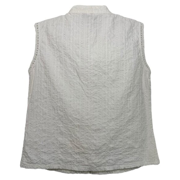APRIL CORNELL Crochet Lace Blouse Size Small White Sleeveless Cottagecore - Picture 2 of 6